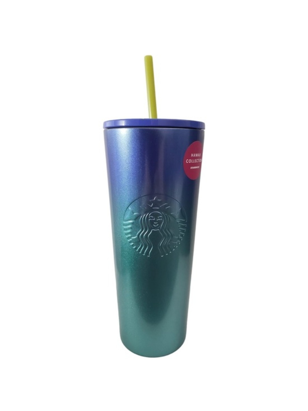 STARBUCKS Hawaii Collection Stainless Steel Blue Ombre Tropical Cold Cup 24oz